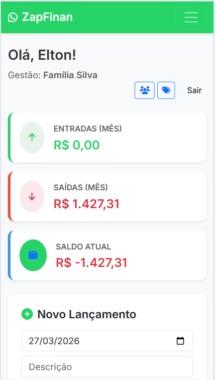 Interface ZapFinan
